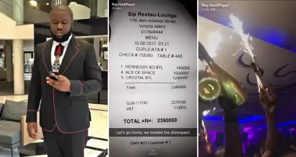 Hushpuppi Shares Photos As He Spends Over N2.3 Million At A Club (Photos)